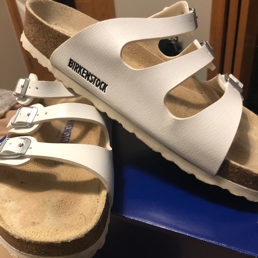White three strap birkenstocks